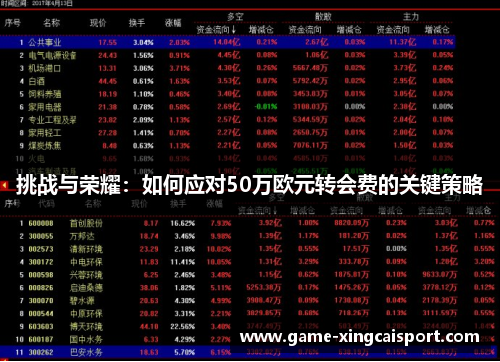 挑战与荣耀：如何应对50万欧元转会费的关键策略